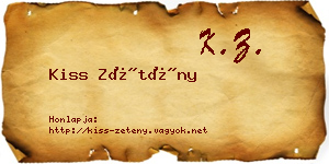 Kiss Zétény névjegykártya